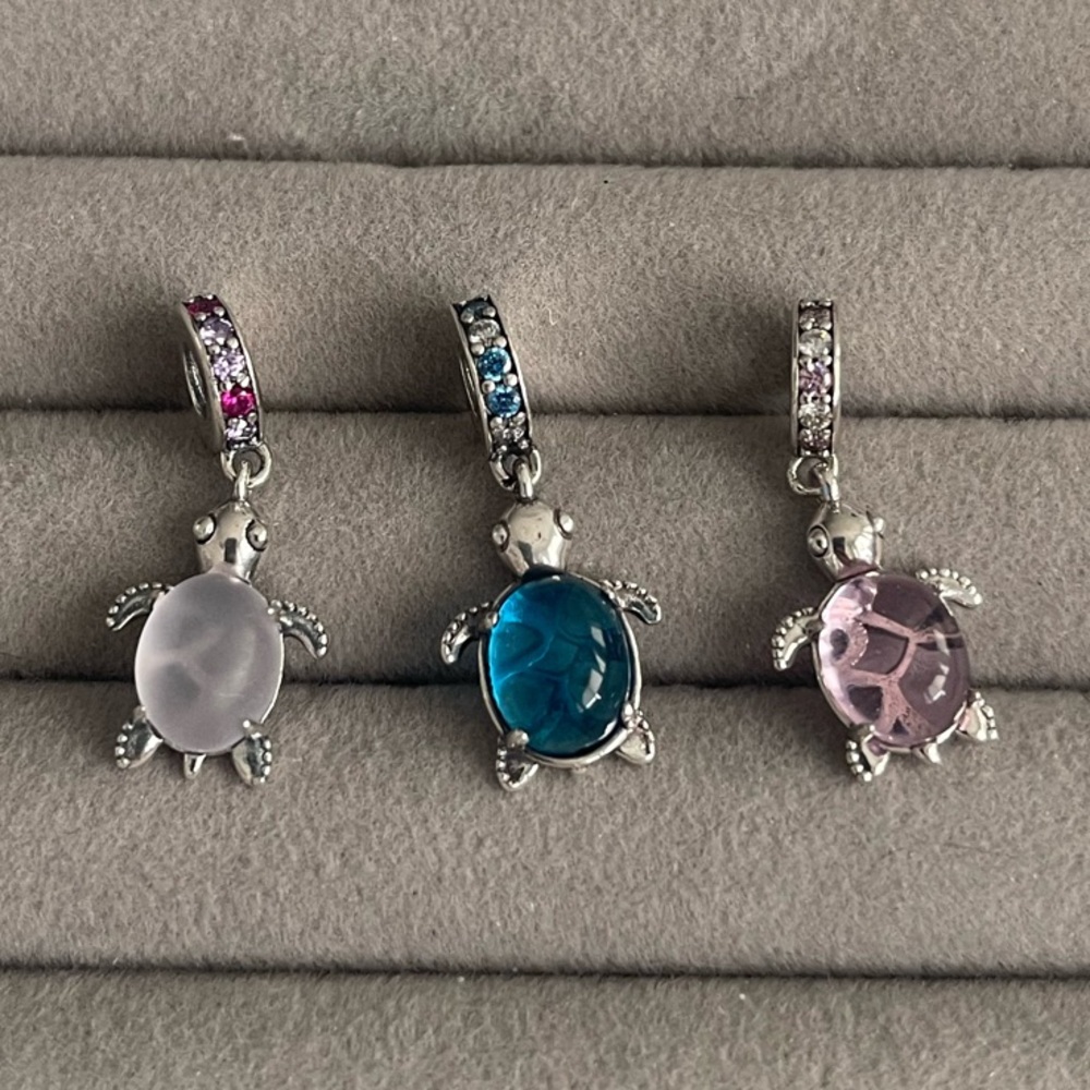 Purple pink Sea turtle aquatic charms for Pandora bracelets bangles